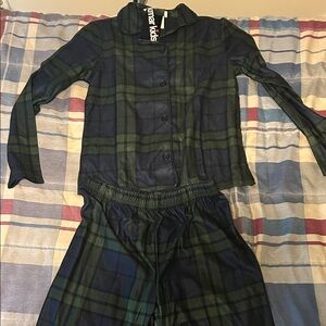 Komar Kids Navy and Green Plaid Pajama Set